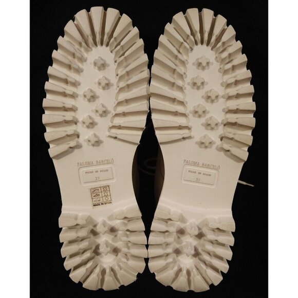 Paloma Bercelo Leather Comat Boots Size 37 US 7 Beige $370 - Picture 7 of 12